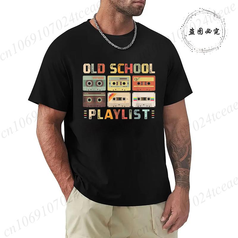 Summer Casual Tshirt Cassette Tape Music 80s Retro Old School Playlist T-shirt Fashion Fitness Tops Tshirt Hip Hop Streetwear