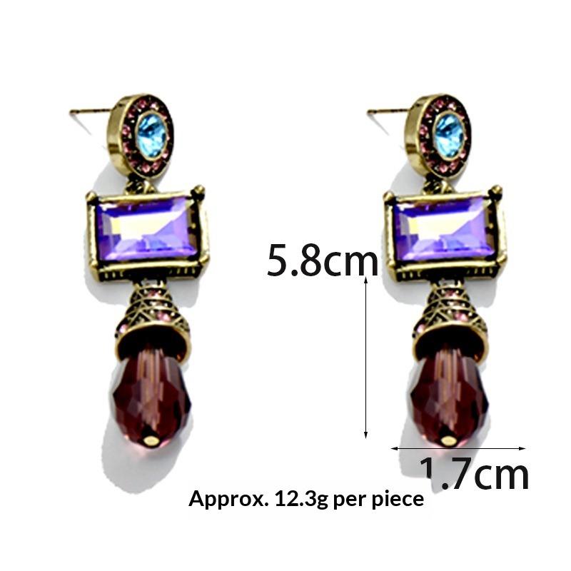 Средневековые Ювелирные Изделия Квадратные Хрустальные Серьги Набор с Ожерельем Оригинальный Ретро Винтажный Набор