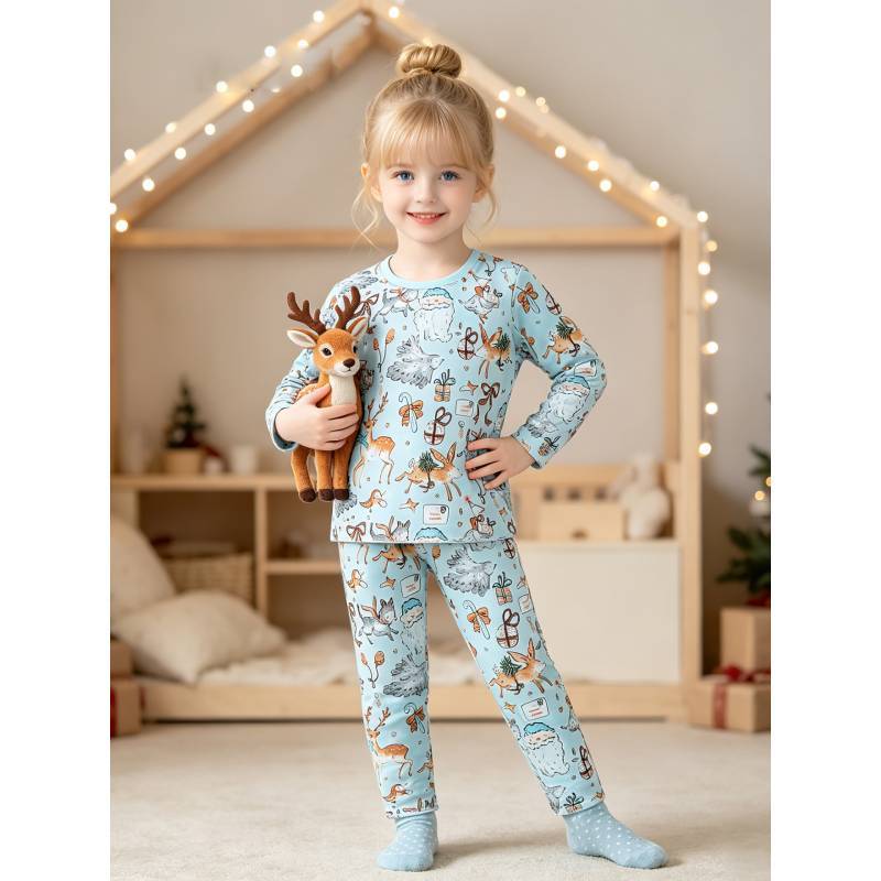 Kids Cartoon Print Sweater Set With Cotton Fabric For Children