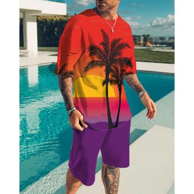 Coconut Tree 3D Print Hawaiian Men's Suits T-Shirts Shorts 2-Piece Sports Sets Casual Tracksuit Oversized Outfit Man Clothing