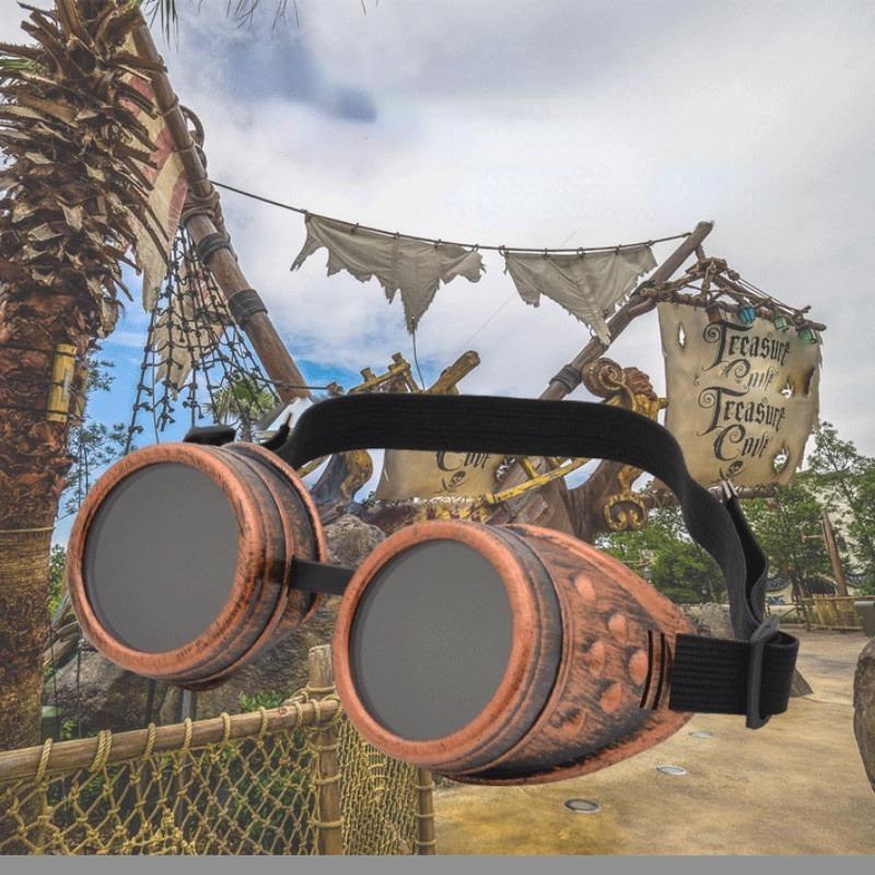 Vintage Steampunk Goggles Glasses Cosplay Cyber Punk Gothic Glasses(bronze)