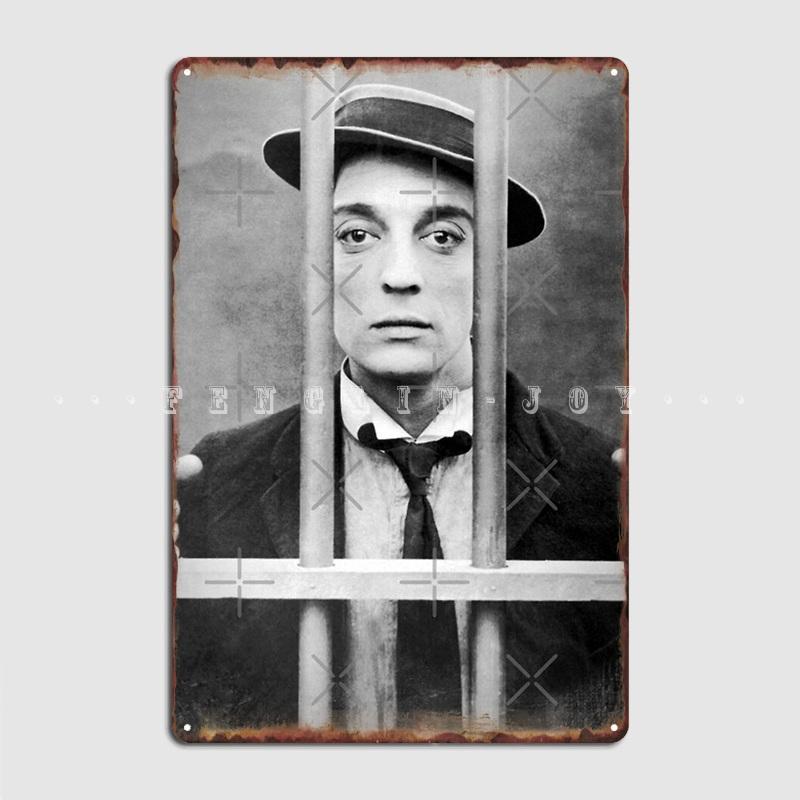 Buster Keaton Cops Bw Vintage D17 Metal Plaque Poster Club Mural Poster Design Tin Sign Poster 20x30cm