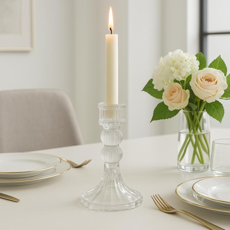 Decorative Glass Glamour Candlestick 13 Cm Table Ornament for Living Room