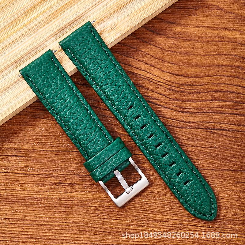 Watch With Genuine Leather 6-Color Lychee Pattern High Core Soft And Wear-Resistant Cowhide Strap 20Mm 22Mm Pin Buckle