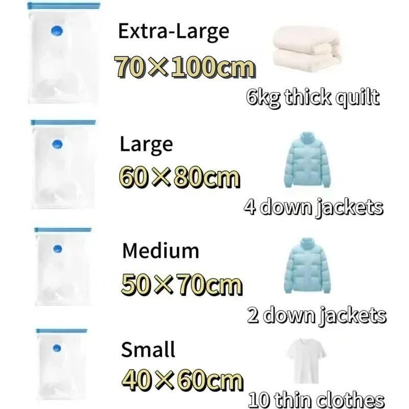 3/6Packs Travel Compression Bags, Travel Essentials Vacuum Storage Bags Space Saving Bags for Suitcases Organizer For Clothes 4 Sizes