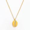 Fenny PVD Plated Waterproof&No Fade Delicate Fashion Coffee Bean Zirconia Oval Pendant Stainless Steel Necklace