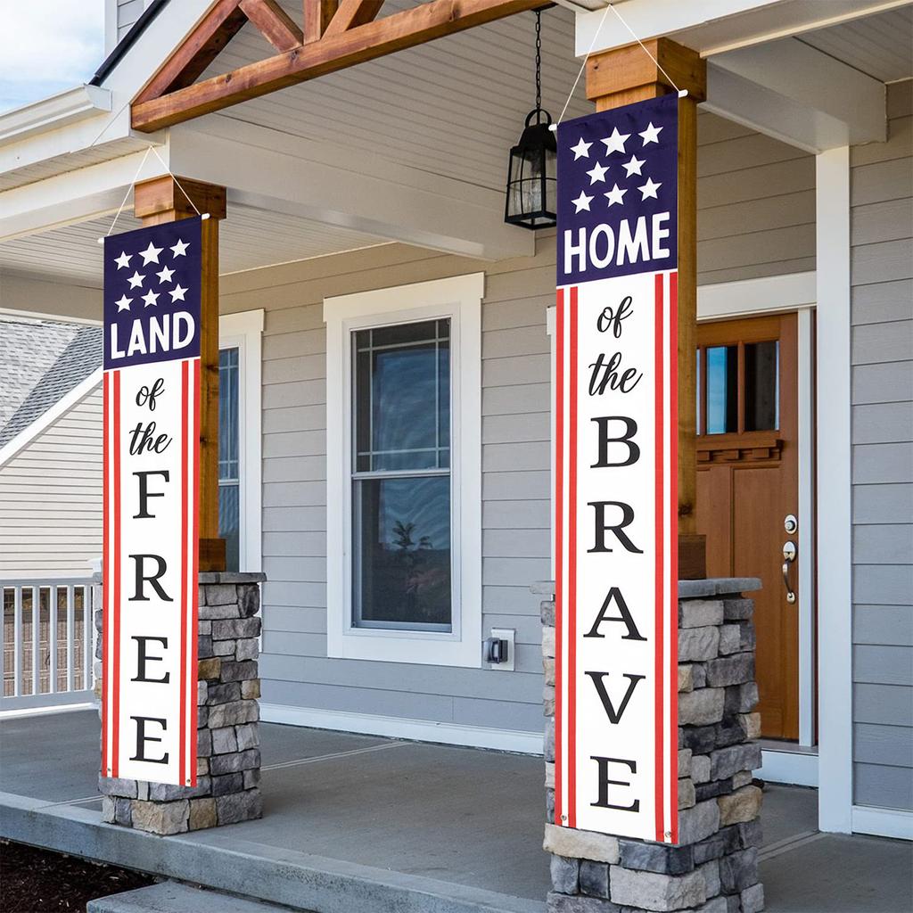 Patriotic Hanging Door Banner Set with Star and Stripe Design for Indoor Outdoor Entrance Decor 30x180cm Durable Material