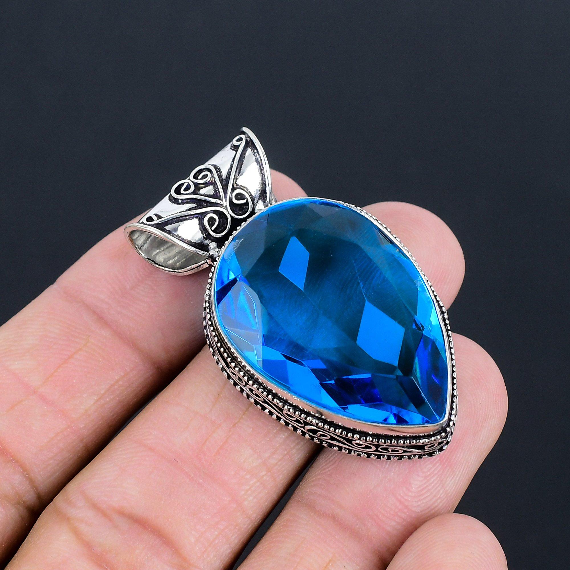 

Ювелирная подвеска из серебра 925 пробы с танзанитовым кварцем 1,77 дюйма синий