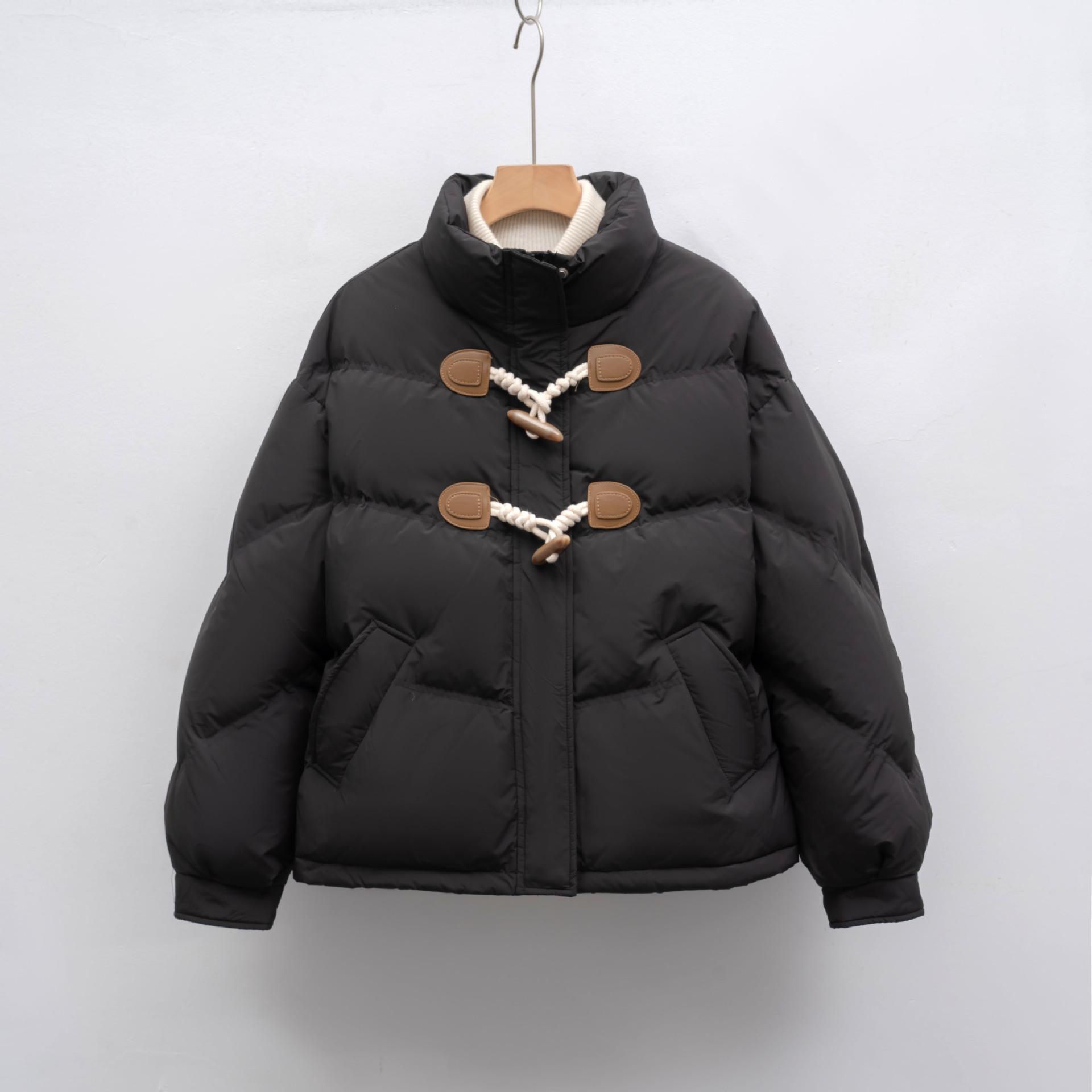 

Перо Новая короткая свободная вельветовая куртка-хлеб куртка с воротником-стойкой роговая пряжка пуховик женский M чёрный