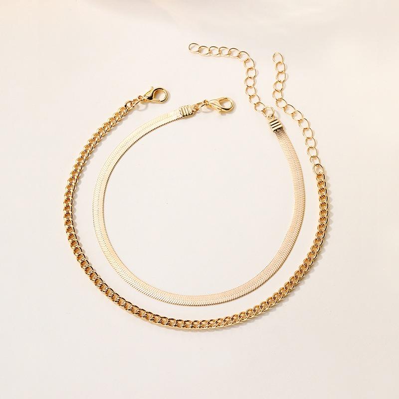 Alloy double-layer anklet jewelry new thick chain jewelry high-end bracelet girls anklet