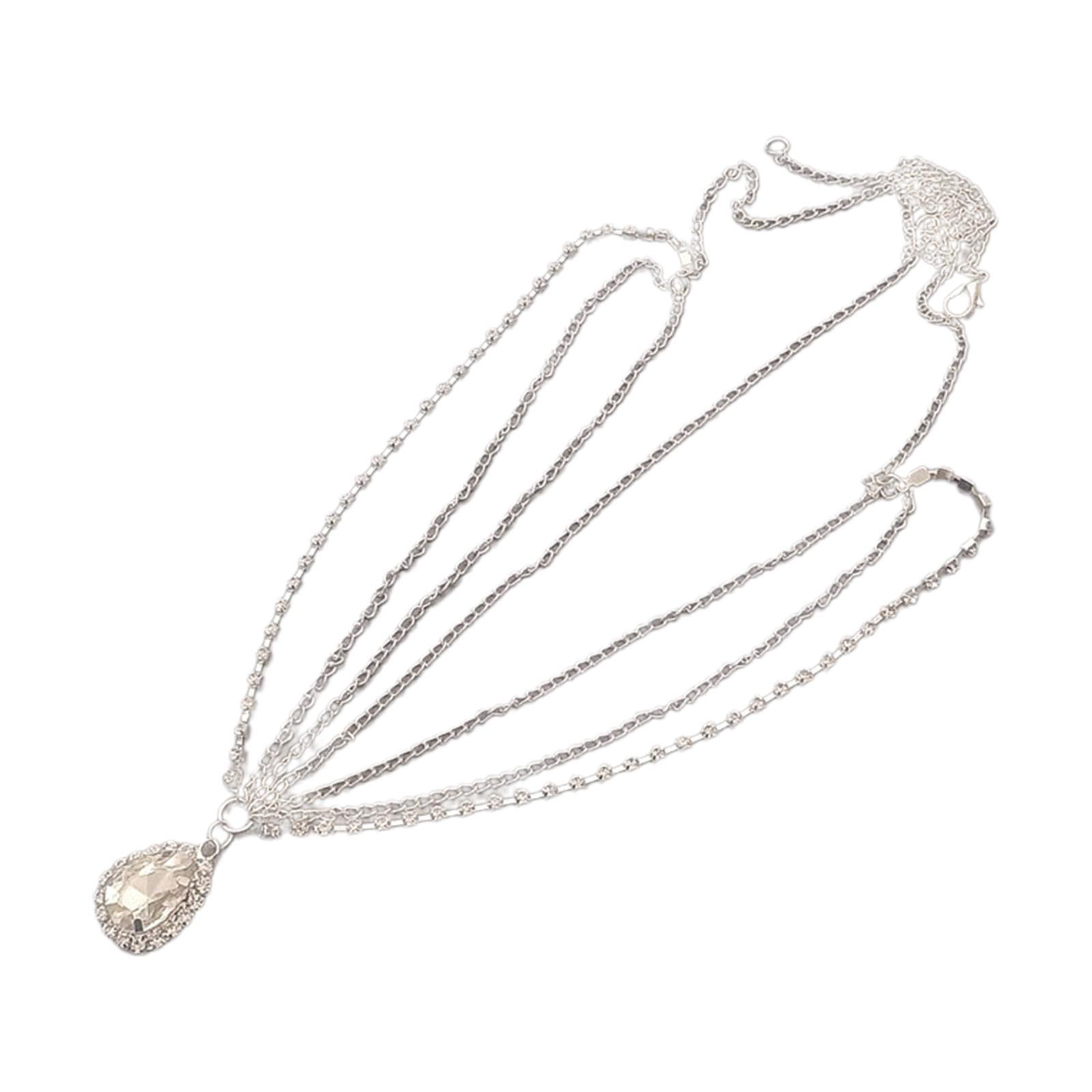 

Елегантний кришталевий головний убір зі стразами Багатошаровий ланцюжок на голову для нареченої Розкішний ланцюжок на чоло вечірні прикраси для волосся срібний