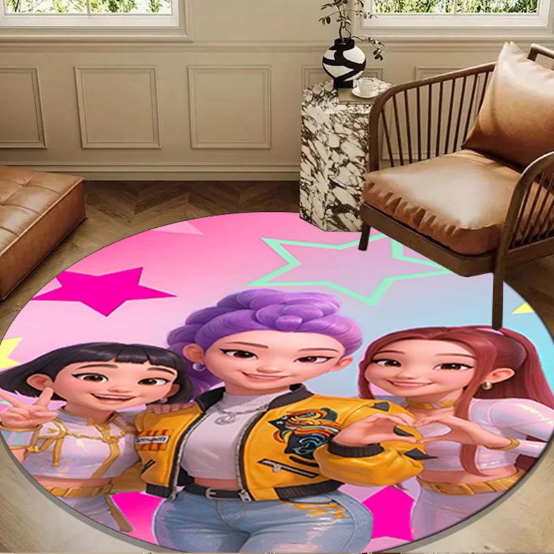 K-pop Demon Hunter Adventure Round Mat Home Decor, Chair Rug For livingroom,Bedroom, Doormat Home Decor Birthday Gift Christmas Gifts
