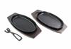 Set of 2 Steak Plates with Handles (with Wooden Frame)