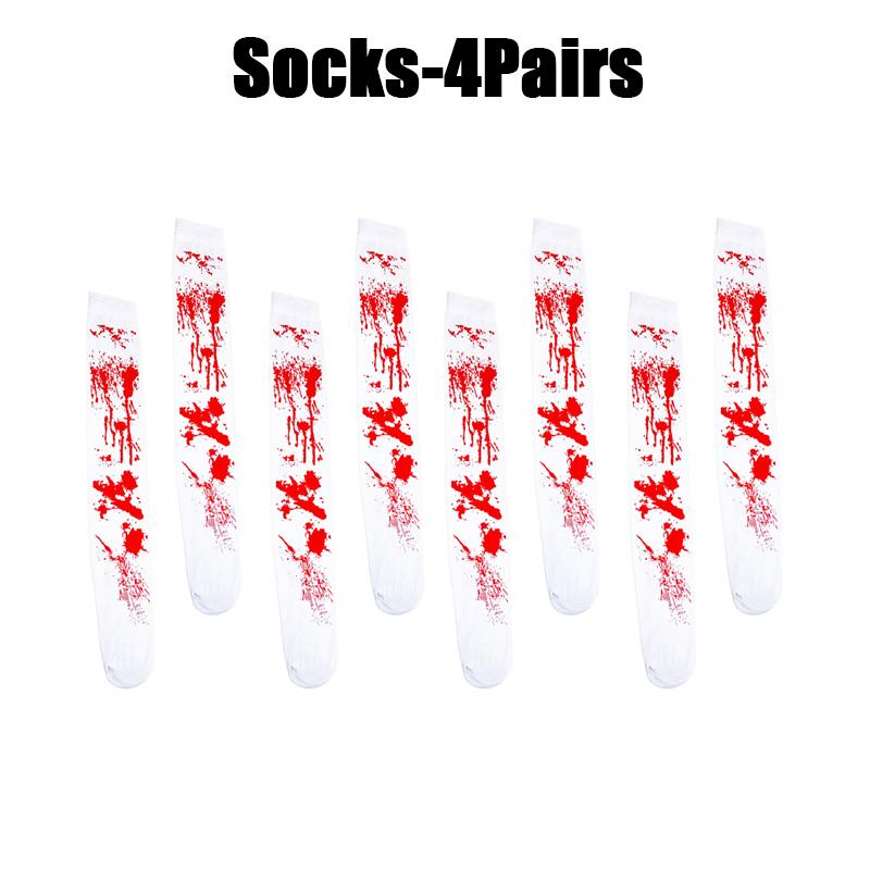 Halloween Cosplay Nurse Costume Socks Bloody High Stockings Women Stockings Blood Stained High Socks Halloween Over Knee Socks