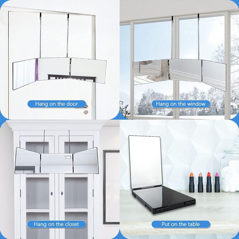 3 Way Mirror Trifold Mirror Adjustable Portable Makeup Mirror for Self Hair Cutting and Styling