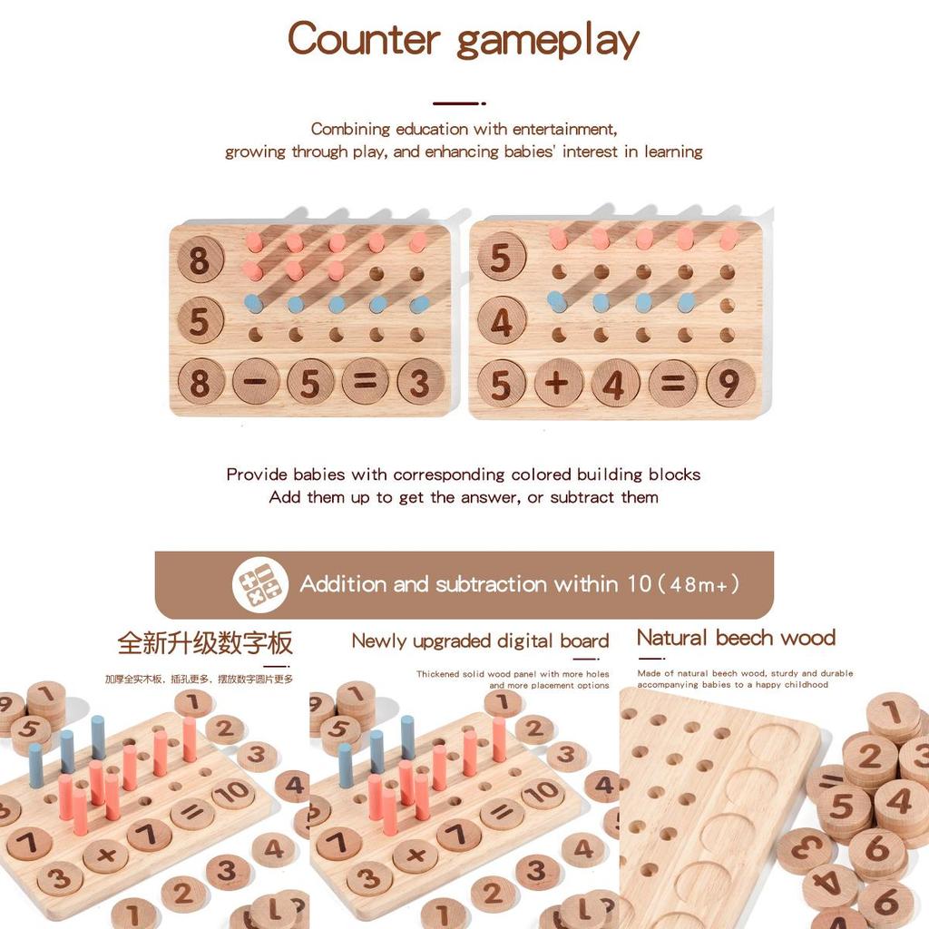 Childrens Wooden Math Learning Number Matching Arithmetic Board Educational Toy For Preschoolers