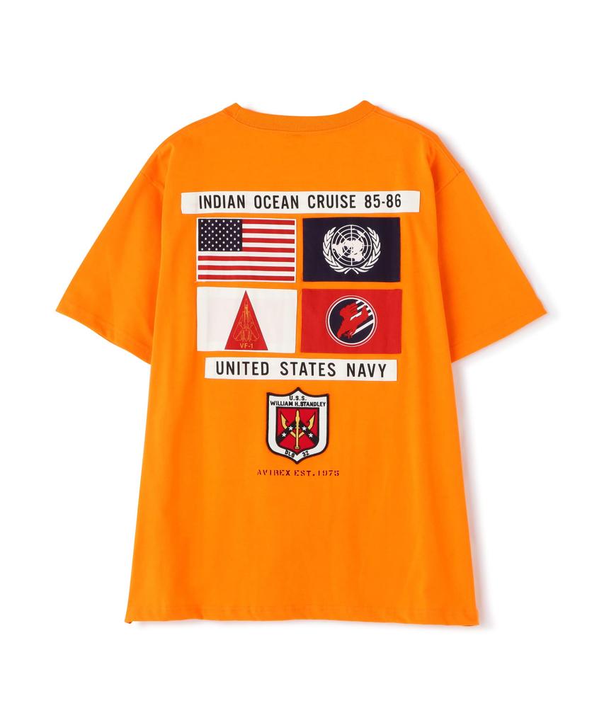 Avirex TOP GUN SHEETING PATCH T-SHIT, Men's, Size L (150), Orange, 783-3934012