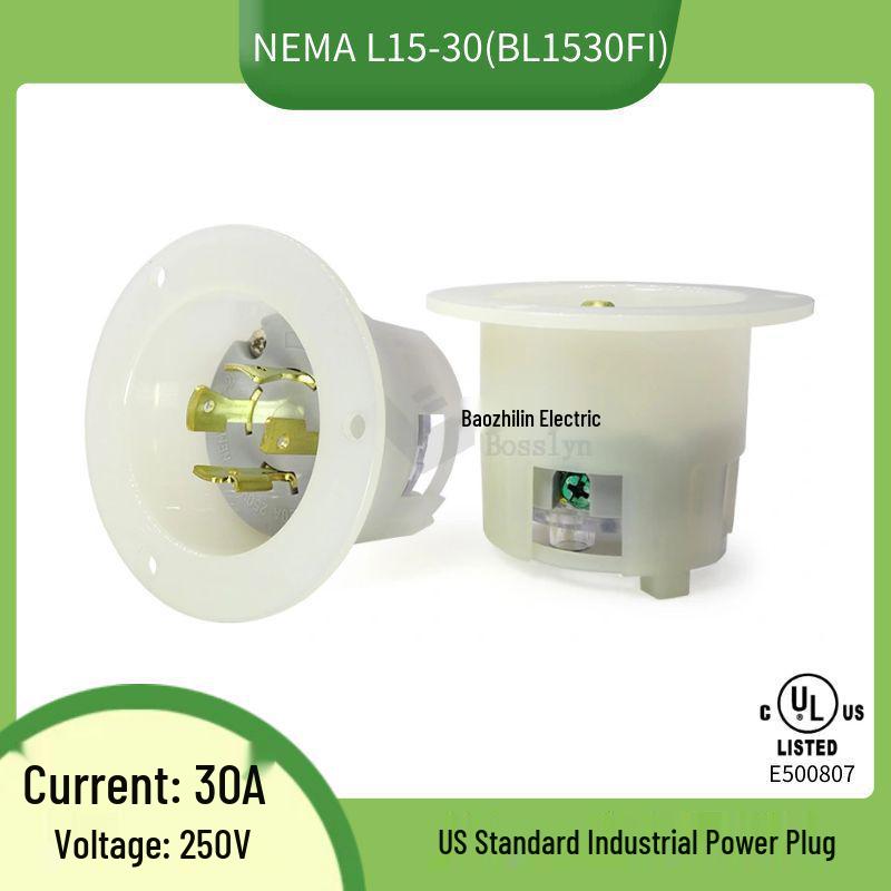 US Standard NEMA L15-30 Four-Core Industrial Power Plug, UL Certified BL1530FI