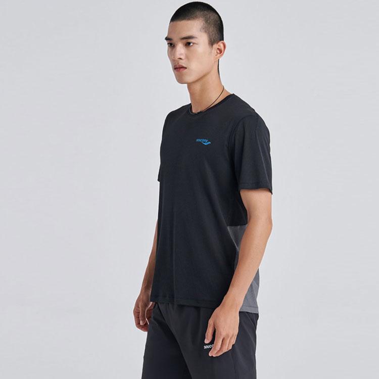 Saucony Color Block Crew Neck Pullover Short Sleeve T-Shirt Men Tops Black SC2220018-1