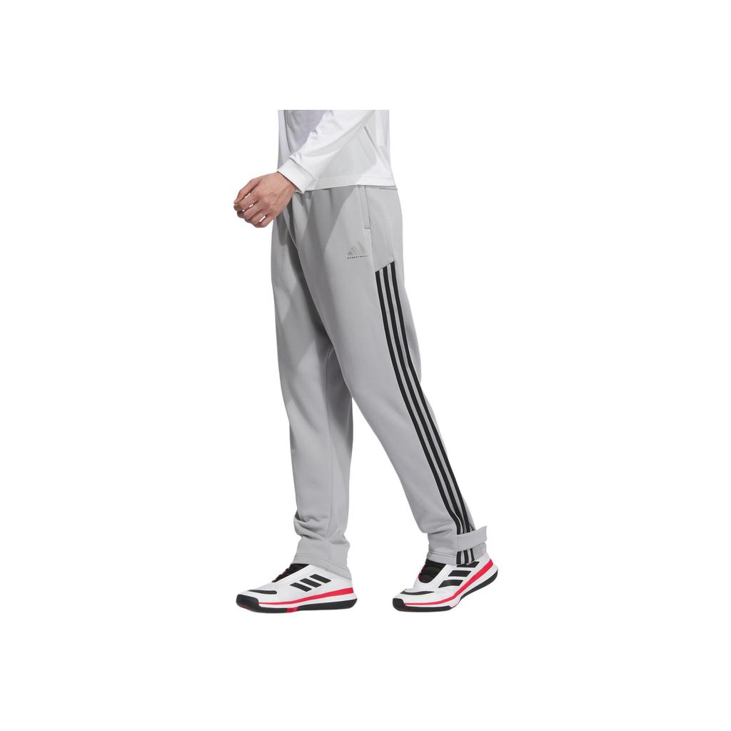 Adidas Basketball FW24 Tracksuit Bottoms Retro Sports Comfortable Soft Versatile Side Stripe Mid Waist Elastic Knit Pants Men Bottoms Pure-Gray JL7585