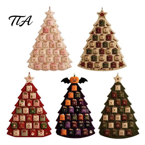 Fabric Craft Supplies Quilted Tree Advent Calendar DIY Kit, 24 Pocket Christmas Sewing Indoor Wall Decor Handmade Patchwork Kit for Adults,