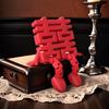 1/2Pcs Red Chinese Wedding Decorations Joint Movability Traditional 3D Xi Word Ornaments 3D Printed Good Luck