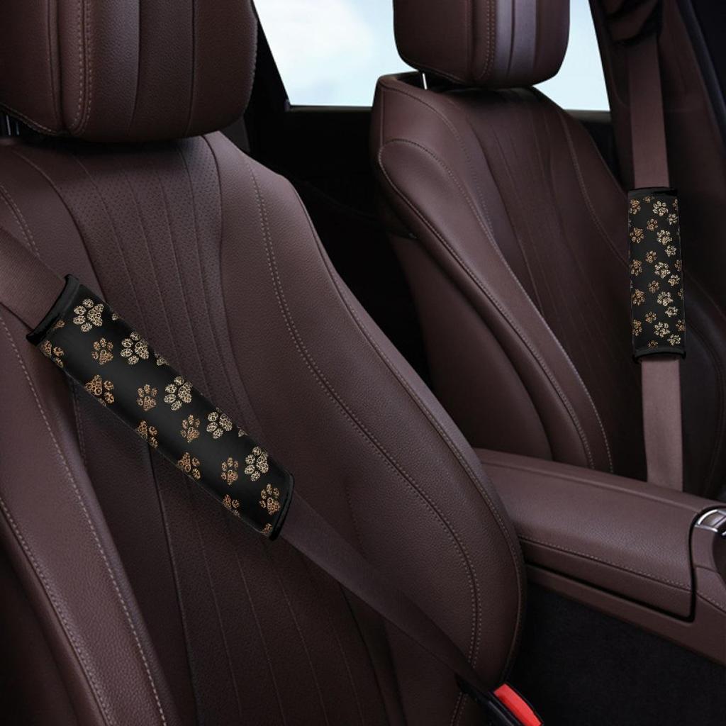 Two-Piece Dog Paw Print Seat Belt Pads for Sedans and SUVs