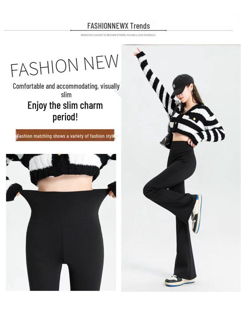 Women's High-Waist Fleece Flare Pants – Floor-Length, Loose Fit, Autumn/Winter Fashion