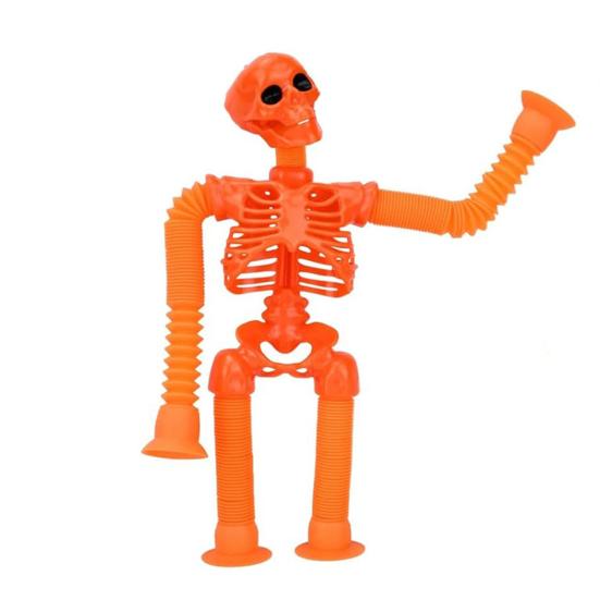 Tubes Skeleton Fidget Toys for Kids Glow-in-the-Dark Telescopic Suction Cup Toy Stress Anxiety Relief Bendable Joints Figures Halloween Decorations