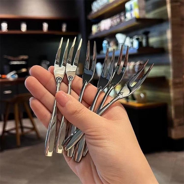 Stainless Steel Two-Prong Fork for Fruit, Dessert, and Cake