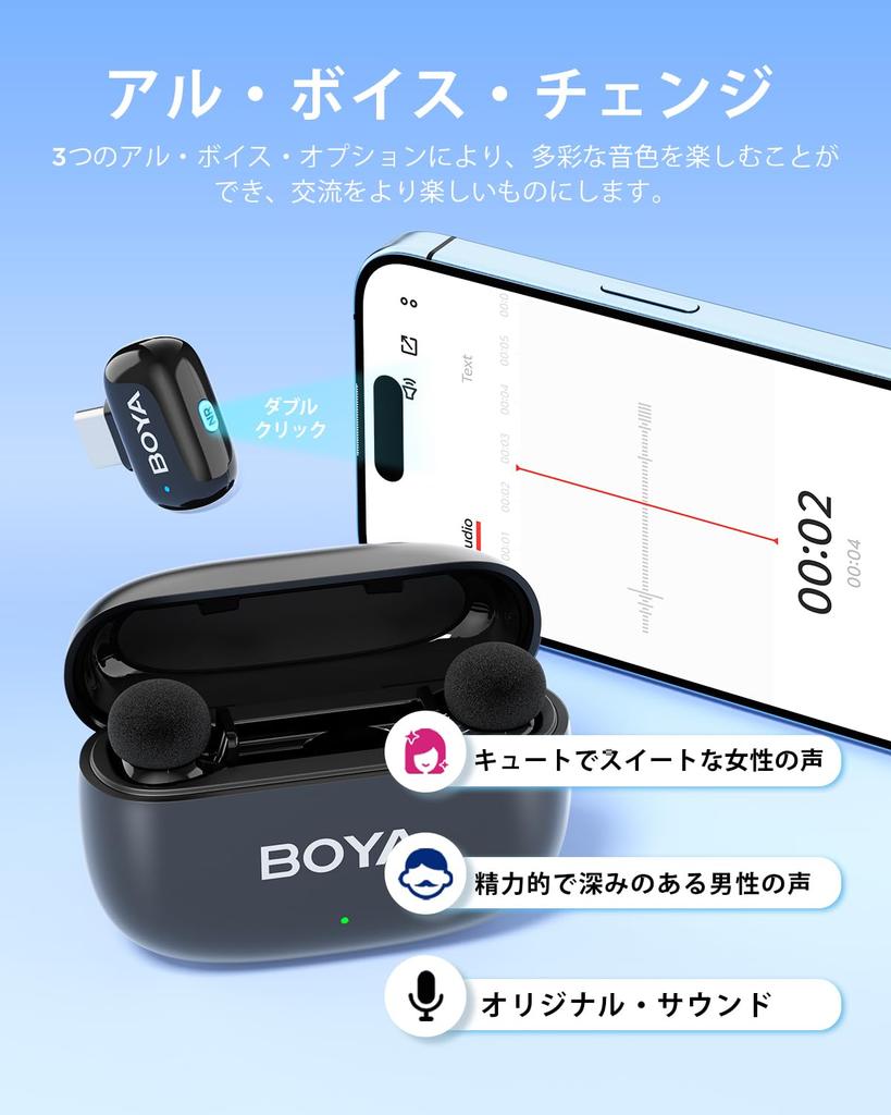 BOYA Mini 2 Wireless Lavalier Compatible with Noise Battery Life with Charging Dual Safety Lapel Microphone for Video Recording and Podcasting