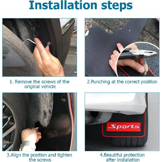 2Pcs Car Mud Flaps Fender Splash Guards, PVC Mudguard Fender Flares with Hardware Front and Rear, Universal Sports Mud Flaps Guards Splash, Exterior