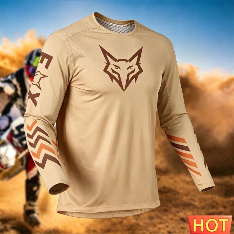 Mens Motorcycle Adventure Riding Shirt Summer Mountain Bike Off Road Long Sleeve Riding Training Top 3D Men's Motorcycle T-shirt