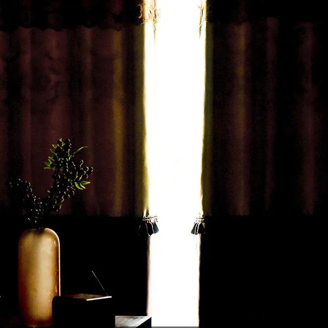 2PCS Embossed Lace Blackout Cortinas Quarto Sala de estar Varanda Bordado Sombra Perfurado Cortinas