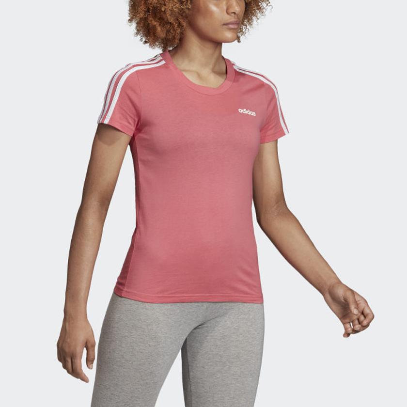 Adidas Logo Sport Casual Three Stripes Round Neck Breathable Training Fitness Short Sleeve T-Shirt Women T-Shirt Watermelon-Red EI0766