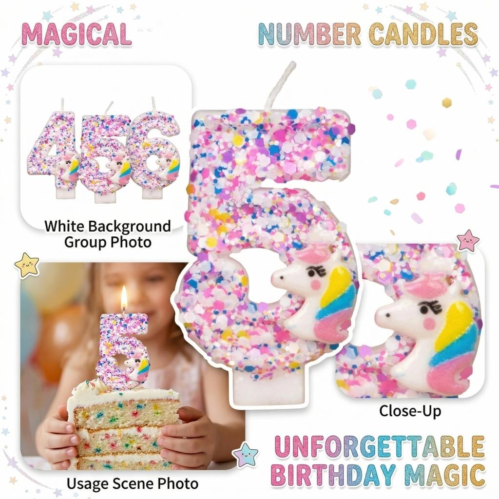 Fashion Cartoon Creative Birthday Candles Party Digital Candles