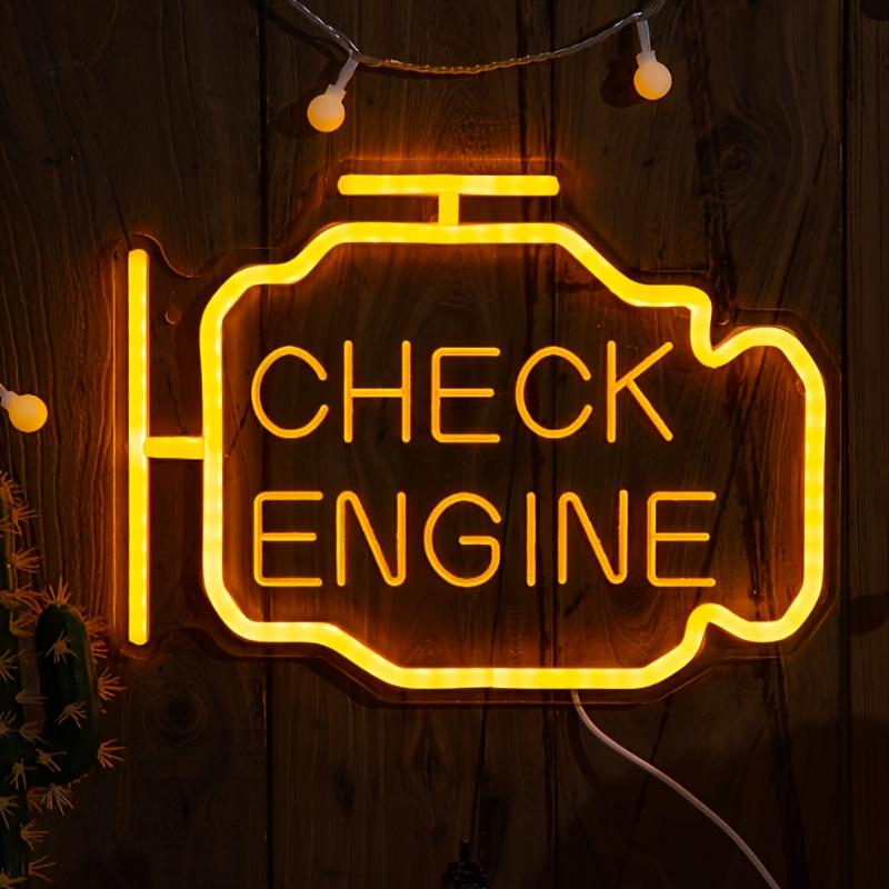 

Check Engine Dimmable Neon Sign - Automotive Warning LED Light Car Decor for Garage, Bedroom, Bar Wall Art - USB Powered Gift