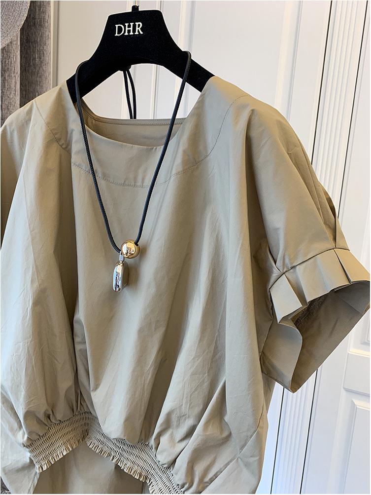 Korean Style Loose Casual Bowknot Tie Pullover Short Sleeve Women's Shirt