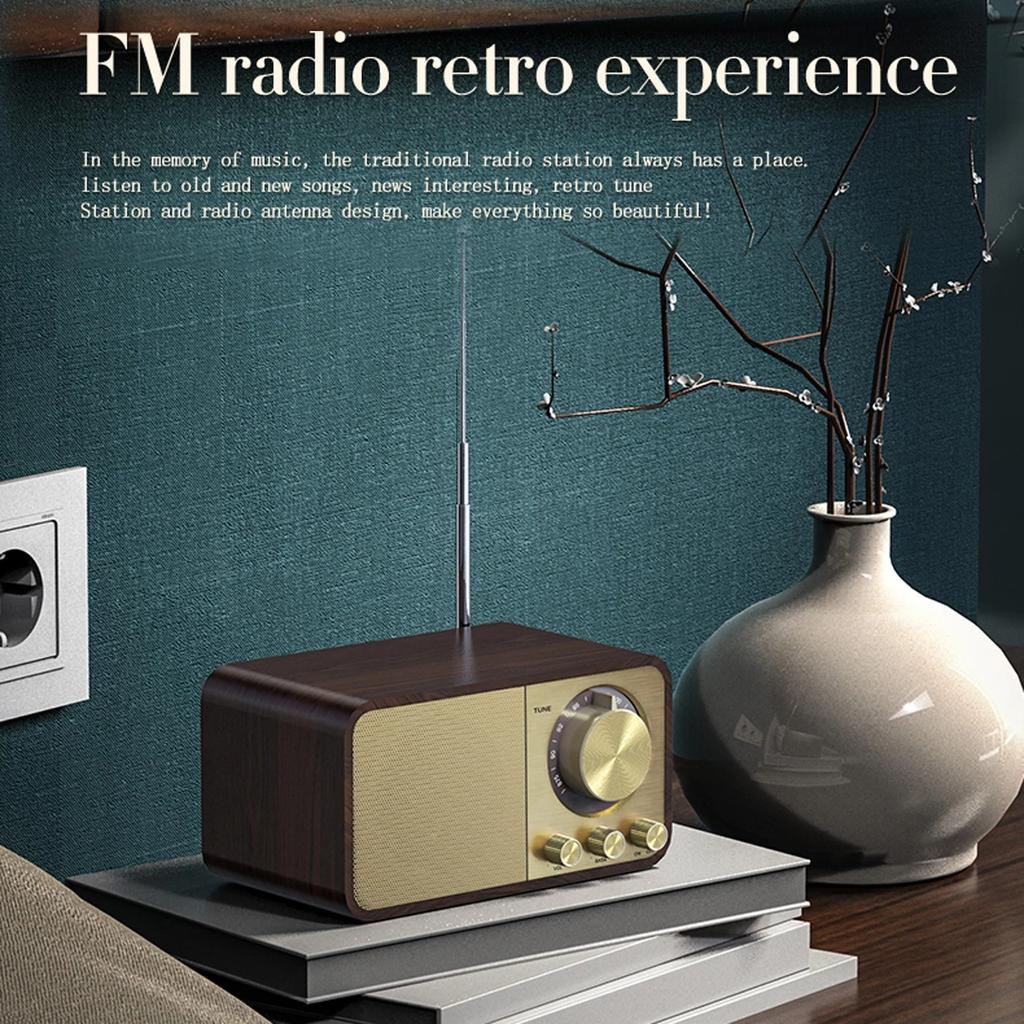 Radio FM Nostalgica Retrò Portatile Ricevitore Radio Vintage in Noce Altoparlante Bluetooth Subwoofer Wireless Soundbar Supporta Scheda TF