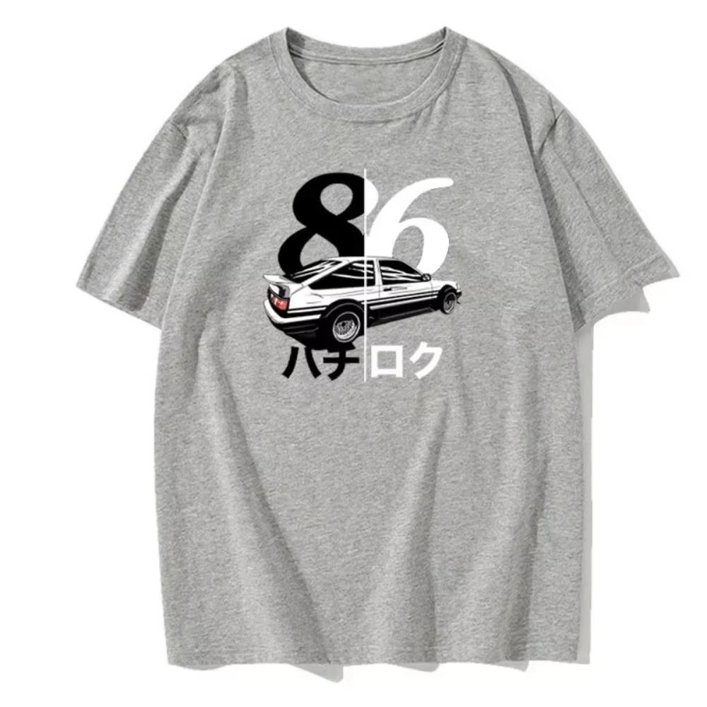 

Летняя мужская футболка с короткими рукавами и принтом ретро-автомобиля с круглым вырезом, модная повседневная однотонная футболка европейского размера, летний удобный топ S серый