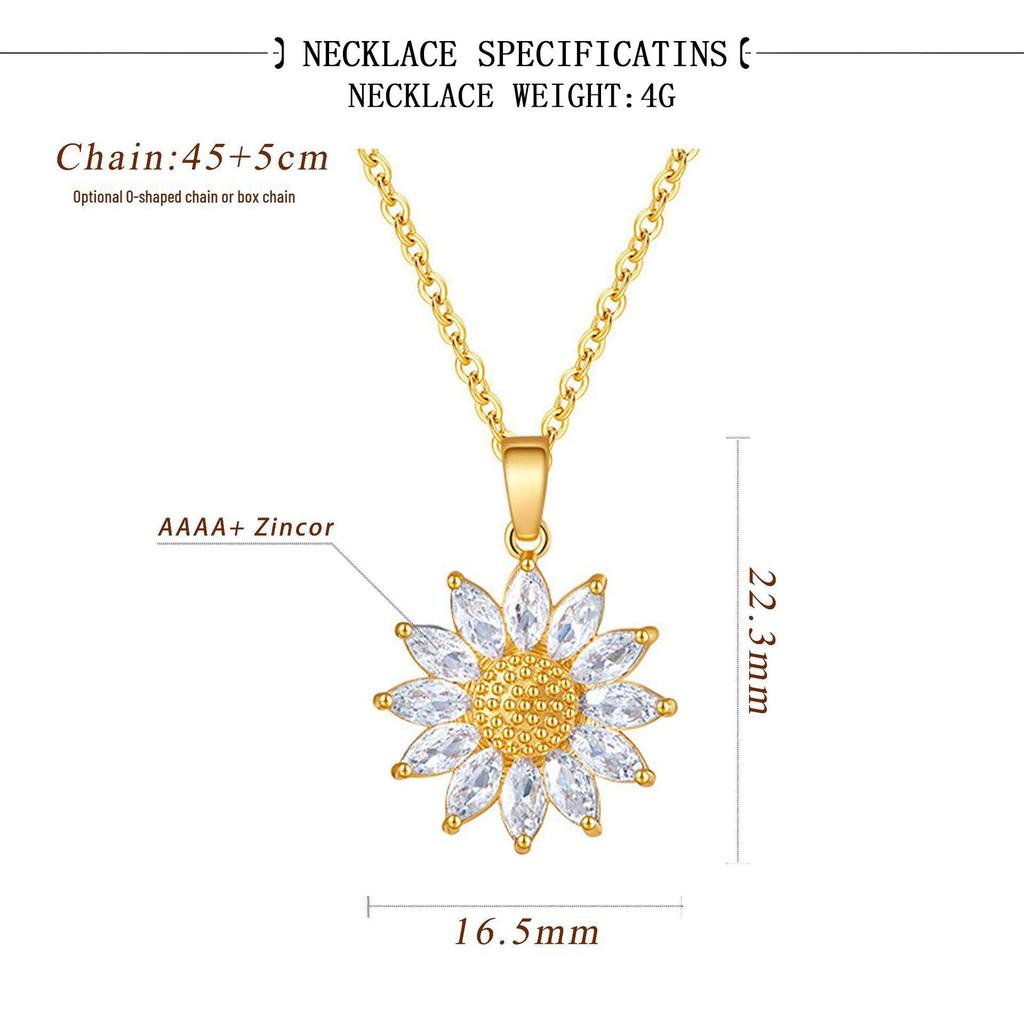 Colar Pingente Girassol Corrente de Clavícula de Luxo Feminina Joia