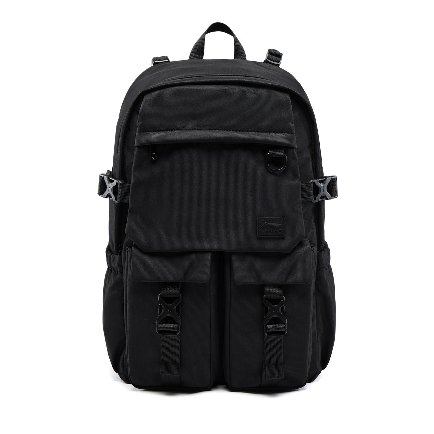 Li Ning Спортивный Стиль Жизни Серия Логотип Бренда Пэчворк Дизайн Полиэстер Рюкзак Унисекс Рюкзак Черный ABSV397-1 Black