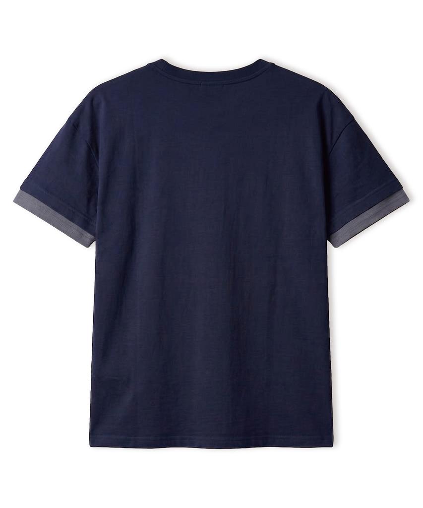 VANNWORKS [Crop] Layered Roll-Up Short Sleeve T-Shirt (Vs0301) Navy
