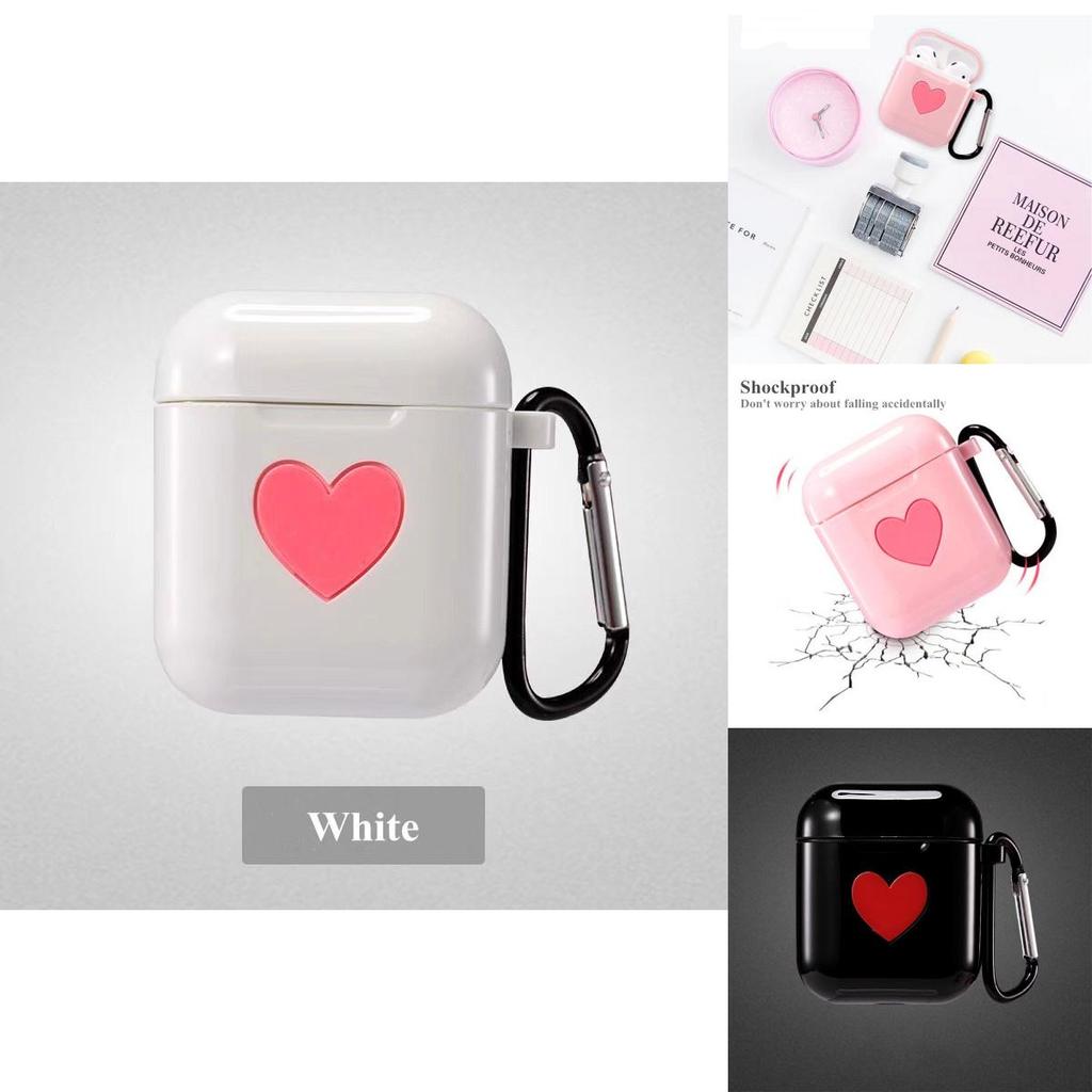 Stylish Love Heart Shock Proof Silicon Case For Airpods With Multi-function Design