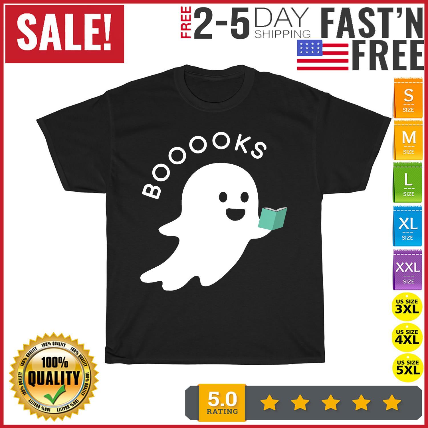 Halloween Booooks Ghost Reading Boo Read Books Library Vintage T Shirt Mens Womens Tees Top Men Women M