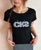 CHICKS Dot Star Bold Logo Slim Fit Short Sleeve T-Shirt Black