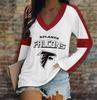 2024 Women's V-Neck NFL Team Long Sleeve T-Shirt with 3D Print Design