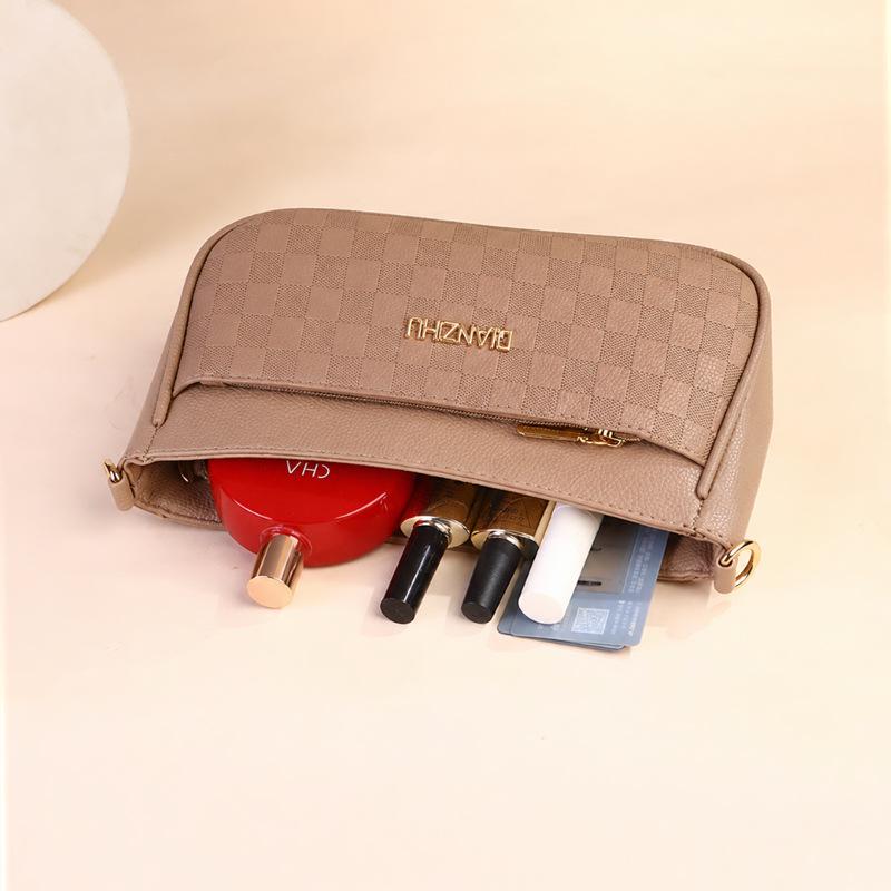 2026 Women's Versatile Plaid Crossbody Moon Bag - Large Capacity, Stylish for Middle-aged