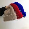 Unisex Warm Knitted Hats Hip Hop Beanies Cap Metal Pin Ring Brimless Hat Ripped Holes Edging Skullcap Hat Winter Caps