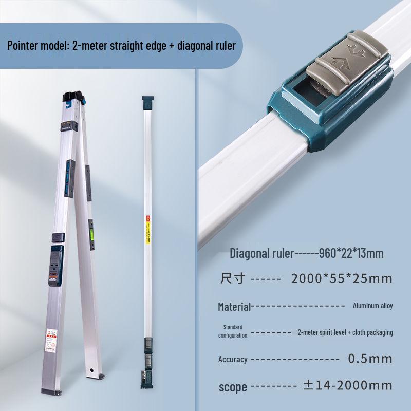 2m Aluminum Alloy Digital Spirit Level - High Precision, Thickened Design for Decoration & House Inspection
